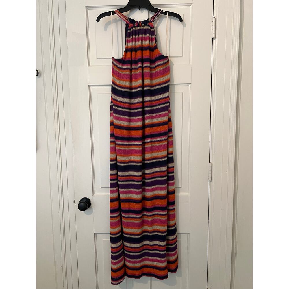 Trina Turk Milian Halter Maxi Dress Striped Size Large Multicolor Resort Summer